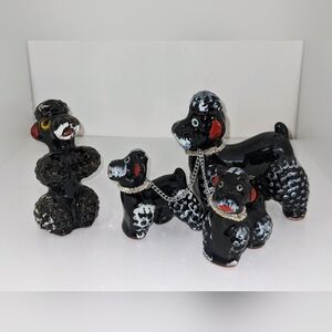 Vintage Black Poodle Figurine Set